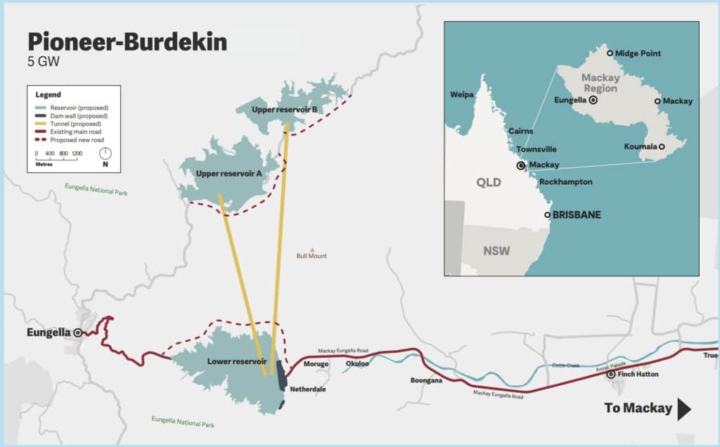 Pioneer Burdekin queensland pumped hydro proposals map